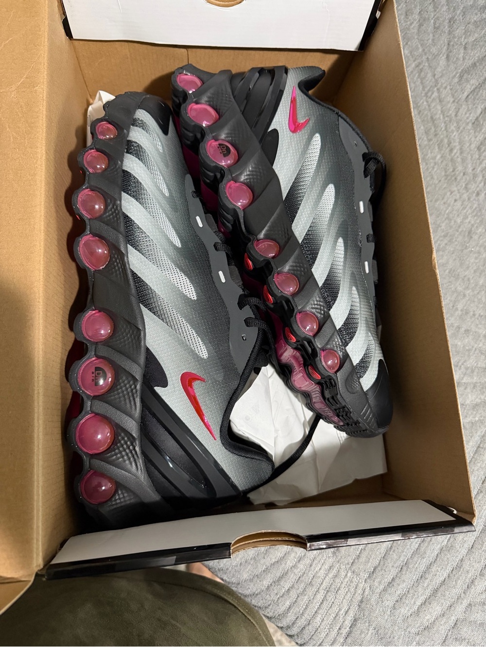 Nike Grey and Pink Air-Style Running Shoes